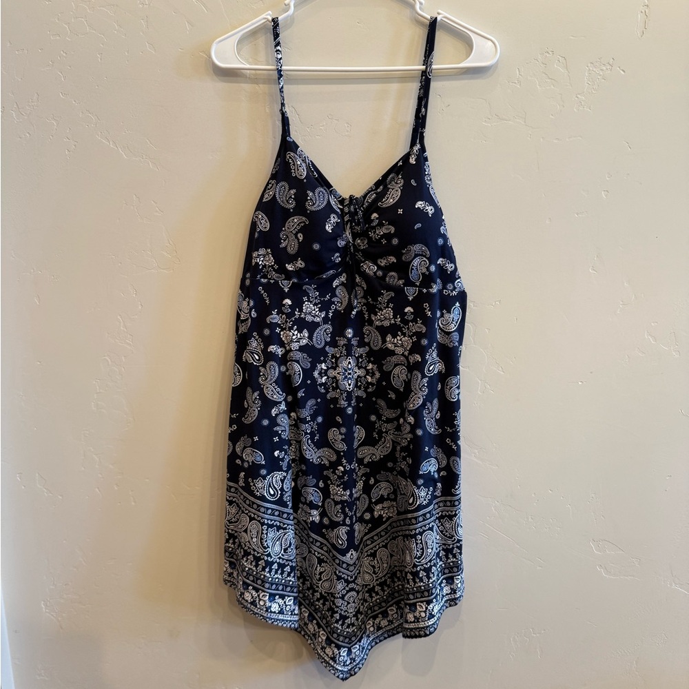 No Boundaries Navy and White Paisley Dress